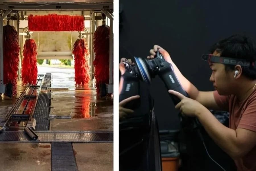 Express car wash compared to professional auto detailing